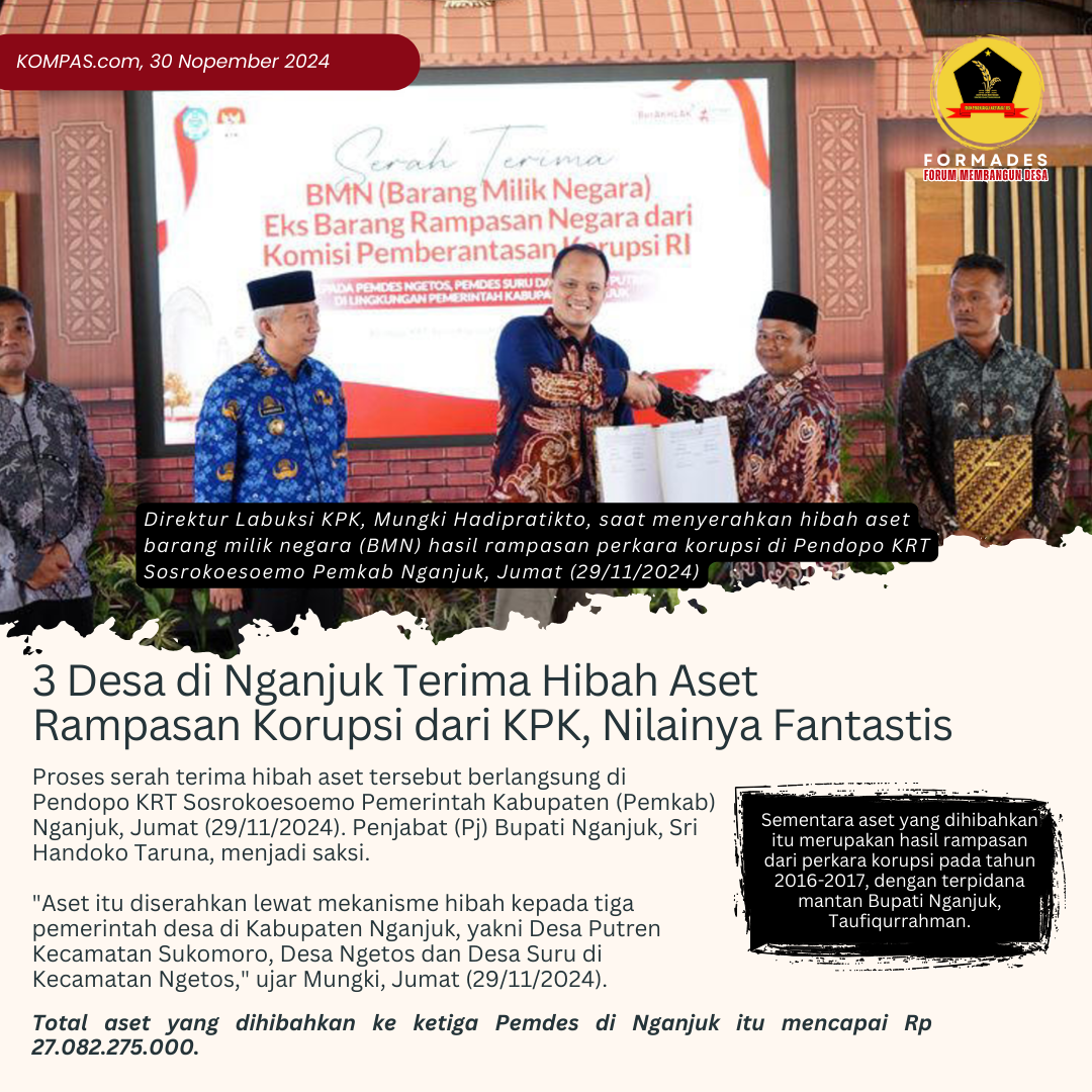 3 Desa di Nganjuk Terima Hibah Aset Rampasan Korupsi dari KPK